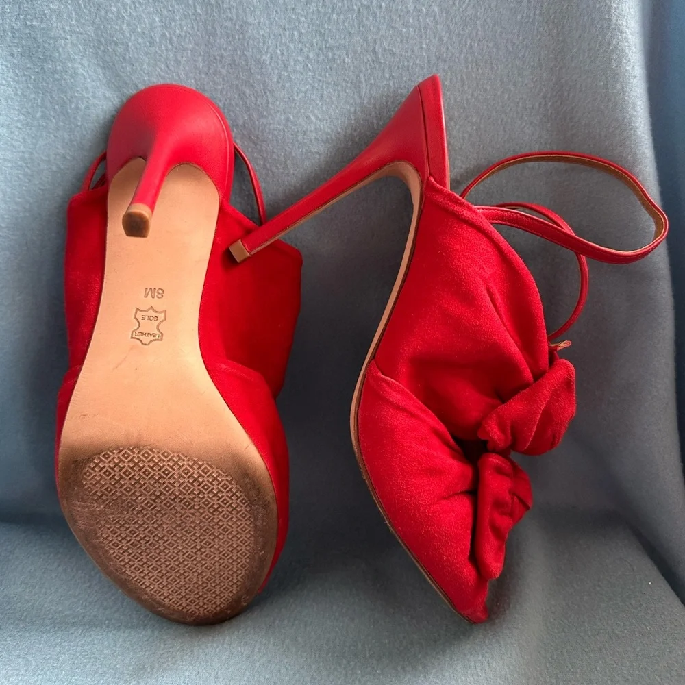 Tory Burch Eleanor 105MM Suede Knotted Sandal In Brilliant Red